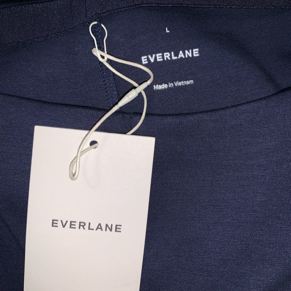 NWT Everlane The Dream Kick Flare Pin-tuck Side Zip Pull On Trouser Navy L - Picture 13 of 16